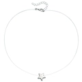Minimalist silver star pendant necklace with transparent invisible fishing line chain - Pentagram Style (ZW2871-3)