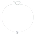 Elegant white pearl pendant necklace with invisible transparent wire and silver clasp - Artificial Pearl Style (ZW2871-9# Artificial Pearl)