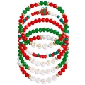 5Pcs Christmas 2024 beaded bracelet set with Merry Holly charms and red gift pendant - 2024 Commemorative Multi-Layer Combination (ZW307)