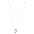 Minimalist square zircon pendant on invisible crystal wire necklace in silver finish - Square Frame Style (ZW3308)