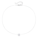 Transparent fishing line necklace with a single round cut zircon pendant and silver clasp - Round Six-Prong Style (ZW3063)