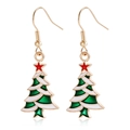 Christmas tree drop earrings with green enamel and red star in gold finish - Christmas Tree (ZW3351-1)