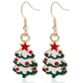 Christmas tree drop earrings in gold finish with green enamel and a red star - Christmas Tree (ZW3351-2)