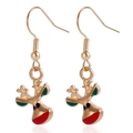 Festive gold-plated reindeer earrings with red and green enamel for Christmas - Christmas Elk (ZW3351-3)