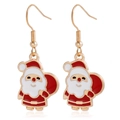 Christmas Santa Claus drop earrings in gold-toned alloy with red and white enamel finish - Santa Claus (ZW3351-5)