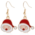 Festive Christmas Santa Claus drop earrings with red and white enamel finish - Santa Claus (ZW3351-7)