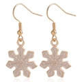 Golden snowflake dangle earrings with cream enamel finish and classic ear hooks - Christmas Snowflake (ZW3351-8)