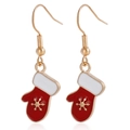 Christmas red glove earrings with golden snowflake detail and hook design for women - Christmas Glove (ZW3351-12)