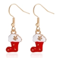 Christmas red stocking dangle earrings with gold star and snowflake details - Christmas Sock (ZW3351-14)