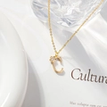 Gold letter C pendant necklace with zircon flower charm on minimalist round link chain - Letter C