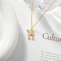Gold letter H necklace pendant with zircon flower on a delicate chain jewelry - Letter H