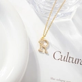 Gold letter R necklace with micro-pasted zircon flower charm and delicate cable chain - Letter R