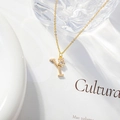 Gold letter Y necklace with micro-inlaid zircon flower pendant on a dainty link chain - Letter Y