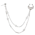 Silver boho nose ring to ear chain with sparkling cubic zirconia and petal design - Bohemian Hollow Out Flower Style (ZW433)