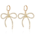 Elegant gold bow earrings with crystal pavé and secure lever-back closure for women - Rhinestone Bowknot Ear Buckle Style (ZW1534 Gold)