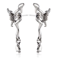 Silver drop earrings with abstract flowing lines and clear teardrop-shaped gemstones - Pave Zirconia Waterdrop Style (ZW1736 Steel)