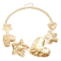 Collana dorata a catena con ciondoli a stella e cuore e finitura martellata - Collana (ZW2598) / Oro