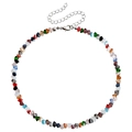 Handgemaakte veelkleurige facetgeslepen kristallen kralenketting met zilveren verlengketting - Gemengde Kleuren