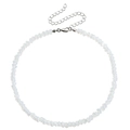 Minimalistische choker met witte matte kralen en verstelbare zilveren karabijnsluiting - Opaalwit