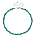 Elegante smaragdgroene facetgeslepen kristallen kralenketting met zilveren sluiting - Pauwblauw