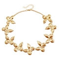 Exaggerated gold butterfly necklace with intricate wing textures and lobster clasp - Butterfly Necklace (ZW2414) / Gold