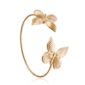 Exaggerated golden metal butterfly ear cuff with intricate carved wings and curved design - Butterfly Ear Wrap (ZW2426) / Gold