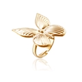 Anello regolabile a farfalla in metallo dorato con ali dettagliate e finitura lucida - Anello Aperto a Farfalla (ZW2429) / Oro