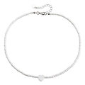 Bohemian white beaded necklace with heart-shaped shell pendant and adjustable chain - White Heart Beaded Necklace (ZW2288-1# Necklace)
