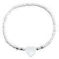 Collana bohémien di perline bianche con ciondolo a cuore in conchiglia e distanziali - Bracciale con Perline a Cuore Bianco (ZW2489 Bracciale)