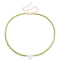 Collana bohémien con perline verde erba, ciondolo a cuore in conchiglia e chiusura dorata - Collana a Cuore Perline Verde Erba (ZW1526-2#Verde Erba)