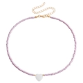 Collana di perline lavanda con ciondolo a cuore in madreperla e chiusura dorata - Collana a Cuore Perline Rosa (ZW1526-3#Rosa)