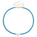 Collana di perline stile bohémien con perline blu e ciondolo a cuore in madreperla - Collana a Cuore Perline Blu (ZW1526-7#Blu)