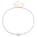 Collana bohémien di perline bianche con chiusura dorata e pendente a cuore bianco - Collana a Cuore Perline Bianche (ZW1526-8#Bianco)
