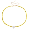 Collana boho con perline gialle e pendente a cuore in conchiglia con chiusura dorata - Collana a Cuore Perline Gialle (ZW1526-10#Giallo)