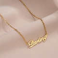 Minimalist 18K gold-plated titanium steel necklace with Darling letter pendant - darling / Gold