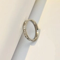 Elegant minimalist silver band ring with single row channel-set square white zircons - US Size 5 / Single Row Zirconia Silver
