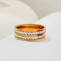 Double-row crystal inlaid gold ring with minimalist sparkling stones for women - US Size 5 / Double Row Zirconia Rose Gold
