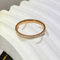 Minimalist rose gold eternity ring featuring a full circle of shimmering crystals - Slim Eternity Band Rose Gold