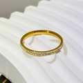 Minimalist gold-plated ring with a sparkling single row of white zircon insets - Slim Eternity Band Gold