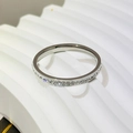 Silver eternity band ring featuring a full circle of round-cut sparkling white crystals - Slim Eternity Band Silver