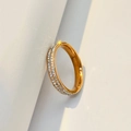 Elegant rose gold double row zircon eternity ring with a sparkling polished finish - Wide Zirconia Eternity Band Rose Gold