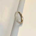 Elegant silver double row sparkling zircon ring with minimalist polished band - Wide Zirconia Eternity Band Silver