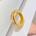 Elegant gold rotating ring featuring a sparkling single row of inlaid white zircons - Anti-Stress Spinner Ring Single Row Gold