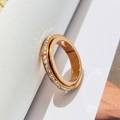 Elegant rose gold minimalist ring featuring a full circle of sparkling white stones - Anti-Stress Spinner Ring Single Row Rose Gold