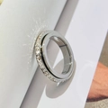 Minimalist silver sparkling ring featuring a single row of inlaid crystals for couples - Anti-Stress Spinner Ring Single Row Silver