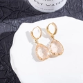 Detalle de pendientes de turmalina rosa en forma de pera con pavé de circonas - 1# (Melocotón Claro)