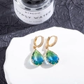 Detail of teardrop earrings with blue-green gradient crystals and gold micro-pave hooks - 9# (Green Blue Gradient)