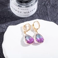Detail of water drop earrings with purple gradient crystals and gold micro-pave setting - 8# (Purple Green Gradient)