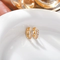 Macro shot of gold-plated hoop earrings with micro-paved white zircon details - Gold