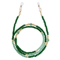 Handmade green spinel beaded glasses chain with gold lobster clasp and rubber loops - Green
